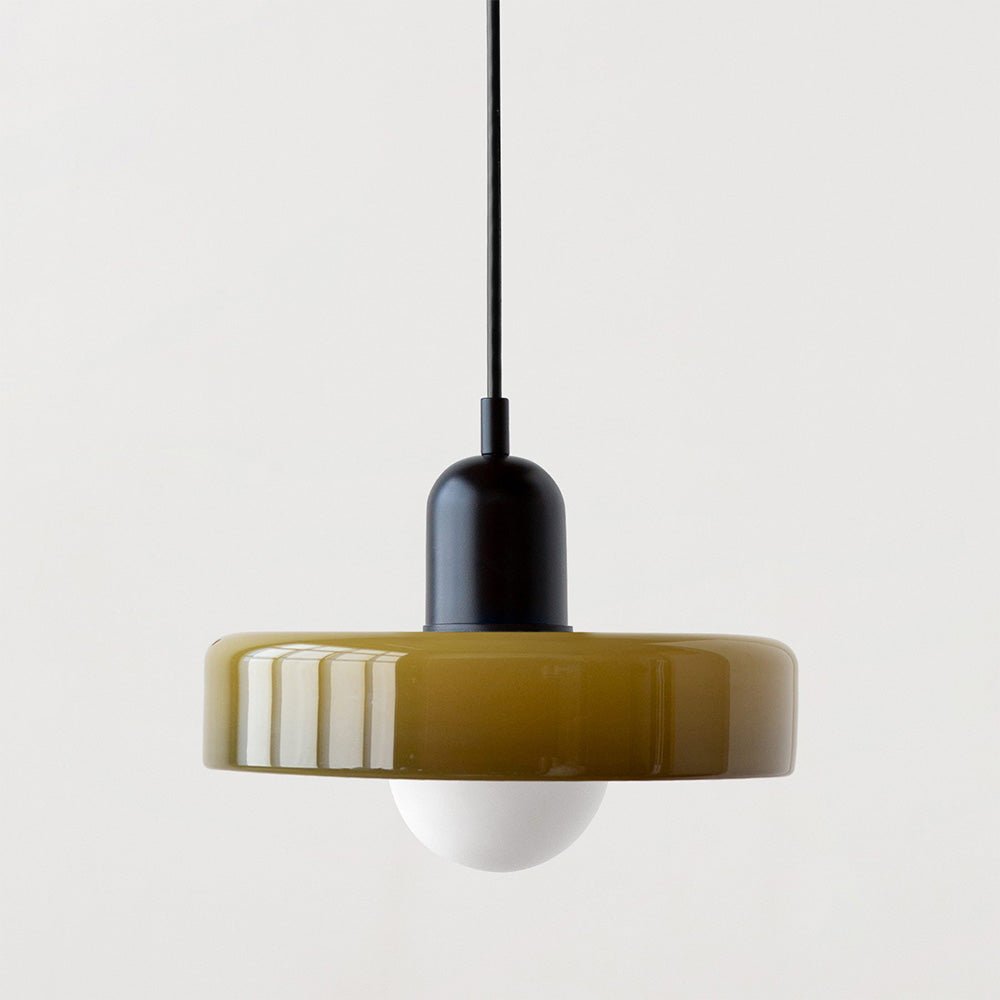 Glazen Hanglamp Rond Design Gekleurd Glas Ø25-35cm Groen Geel Wit Eettafel Woonkamer Eetkamer Decoratief | Sulvida