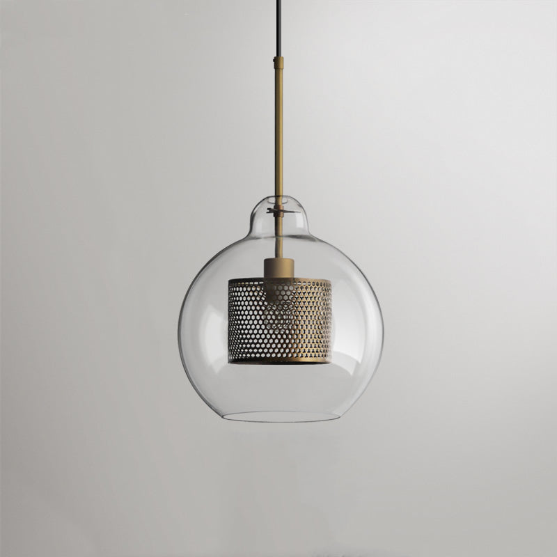 Glazen Hanglamp Bol Goud Cilinder Design Verlichting Woonkamer Eetkamer Slaapkamer Moderne Plafondlamp | Sulvida