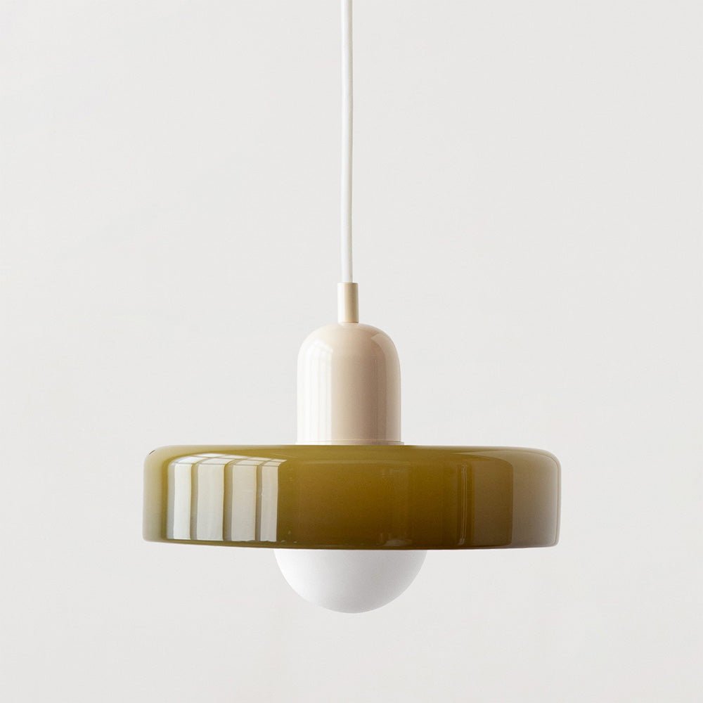 Glazen Hanglamp Rond Design Gekleurd Glas Ø25-35cm Groen Geel Wit Eettafel Woonkamer Eetkamer Decoratief | Sulvida