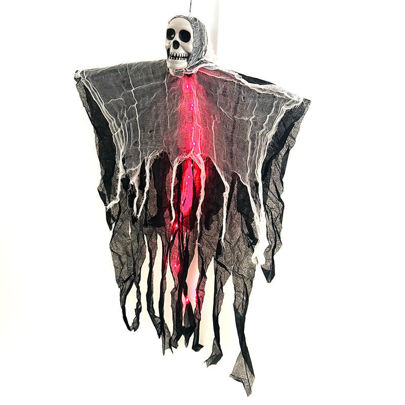 Verlichte Hangdecoratie Spookfiguur 61x80cm Halloween Schedel Gaas Tuindecoratie Horror Feest Griezel | Sulvida