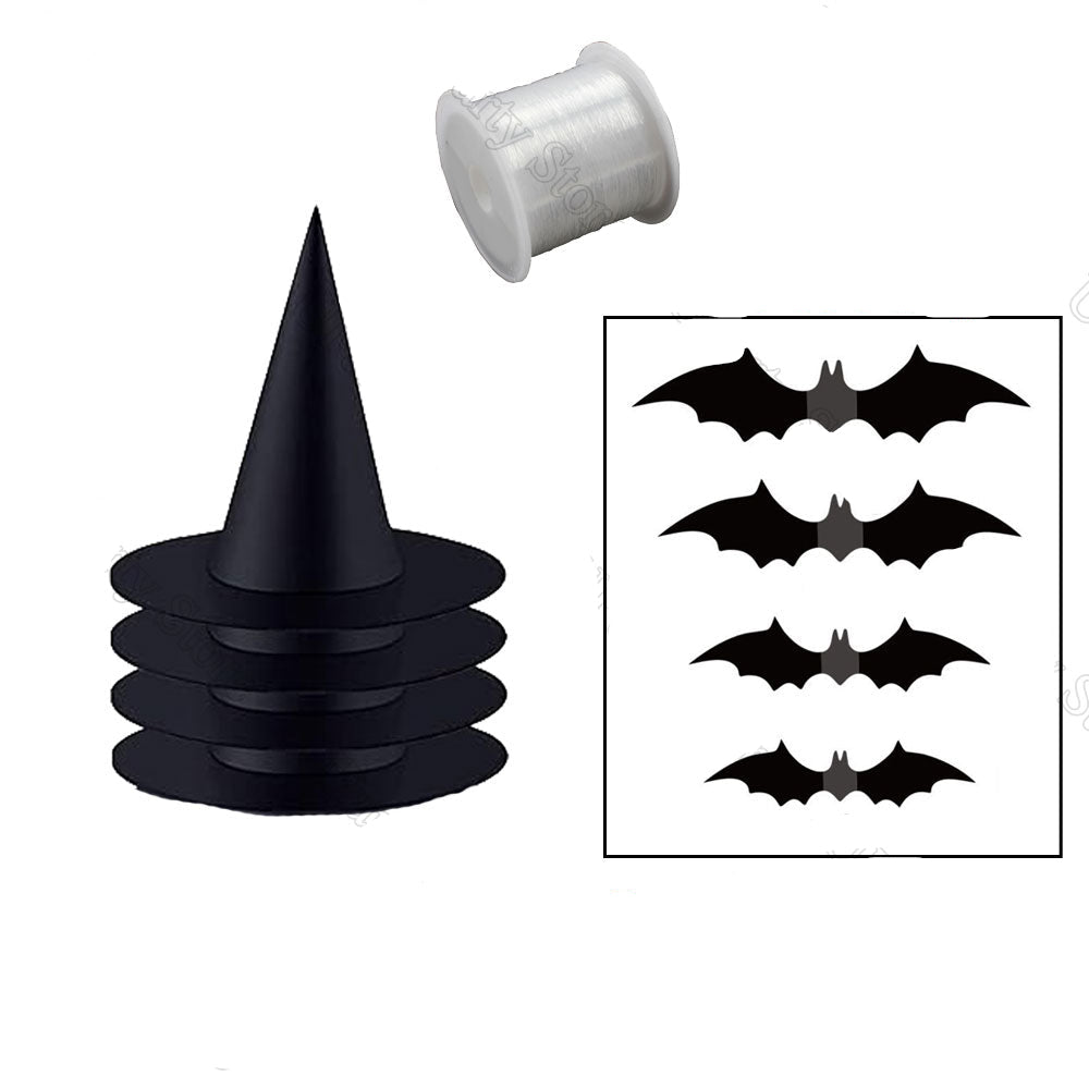 Zwevende Heksenhoedenset 12-delig Zwart Decoratie Halloween Feest Spookachtig Interieur Binnen Buiten Ophangen | Sulvida