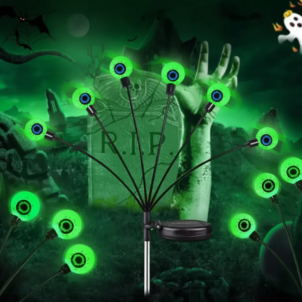 Zonne-energie Halloween Oogbol Tuinverlichting 6 Koppen Groen Paars Rood Weerbestendig Decoratief Feestverlichting | Sulvida