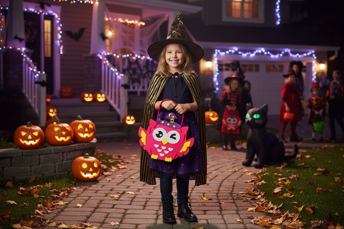 Vilten Snoeptas Knutselset Halloween Pompoen Vleermuis Spookhuis Kinderactiviteit Traktatie Feestje DIY | Sulvida