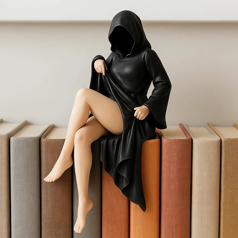 Zwarte Vrouwenfiguur met Masker Decoratie Woonkamer Interieur Kast Schoorsteenmantel Halloween Sfeer | Sulvida