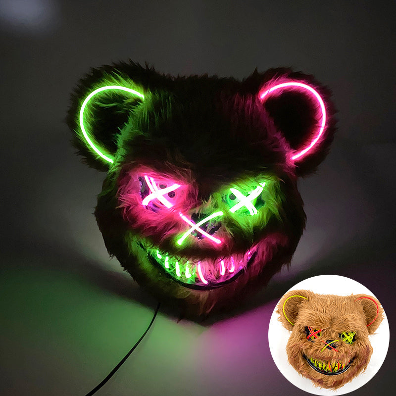 LED Verlichte Horrormask Beer Griezelig Carnavalsmasker Feestdecoratie Cosplay Halloween Props Verkleedpartij | Sulvida