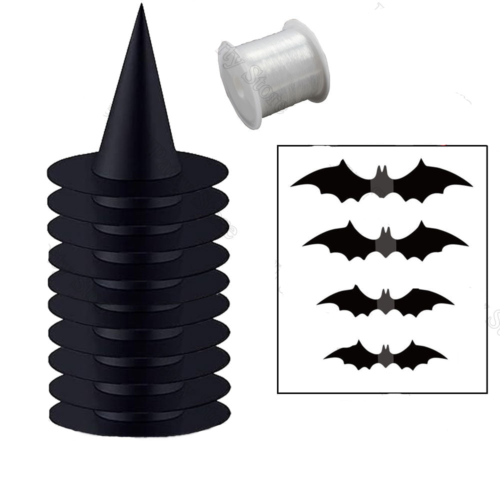 Zwevende Heksenhoedenset 12-delig Zwart Decoratie Halloween Feest Spookachtig Interieur Binnen Buiten Ophangen | Sulvida