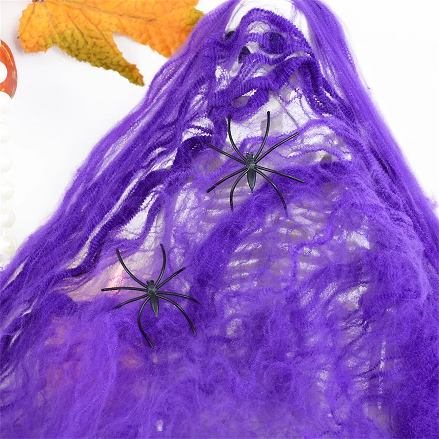 Rekbaar Spinnenwebdecor Wit – Kunstmatig Spinnenweb voor Halloween Decoratie Feest en Huisaccessoires | Sulvida