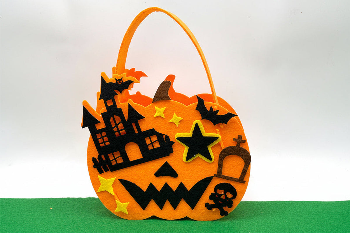 Vilten Snoeptas Knutselset Halloween Pompoen Vleermuis Spookhuis Kinderactiviteit Traktatie Feestje DIY | Sulvida