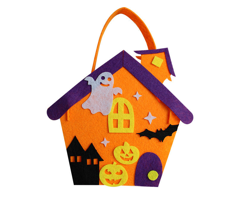 Vilten Snoeptas Knutselset Halloween Pompoen Vleermuis Spookhuis Kinderactiviteit Traktatie Feestje DIY | Sulvida