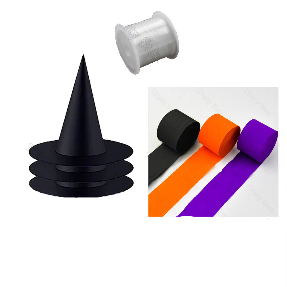 Zwevende Heksenhoedenset 12-delig Zwart Decoratie Halloween Feest Spookachtig Interieur Binnen Buiten Ophangen | Sulvida