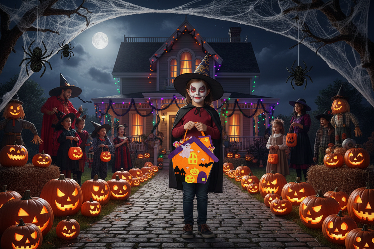 Vilten Snoeptas Knutselset Halloween Pompoen Vleermuis Spookhuis Kinderactiviteit Traktatie Feestje DIY | Sulvida