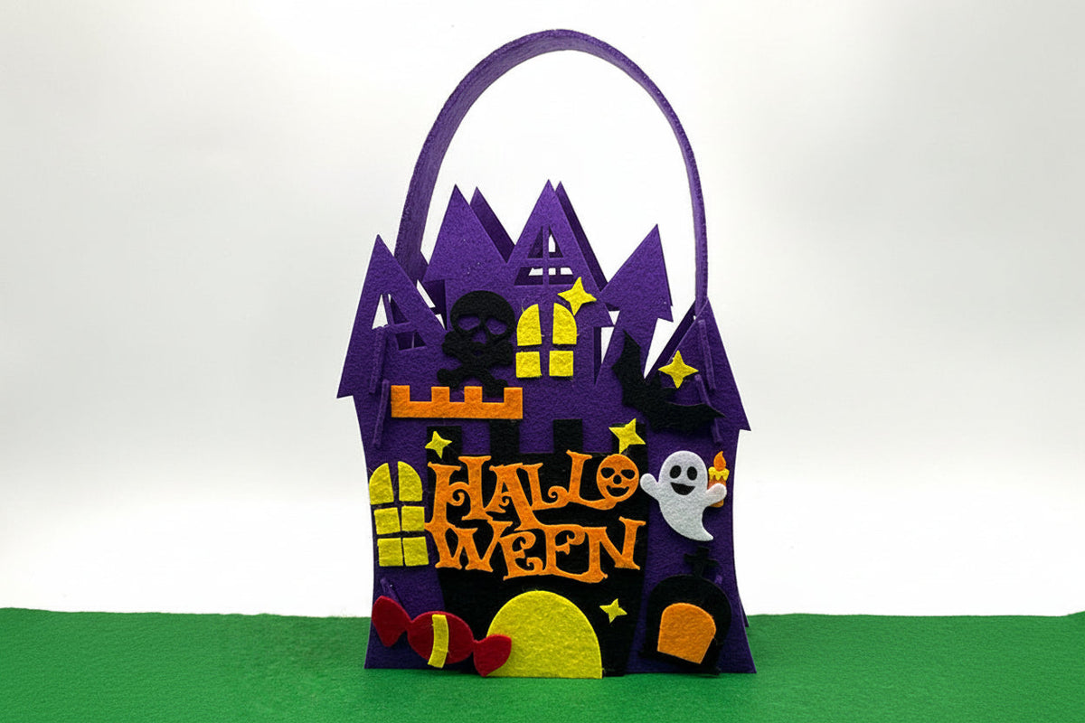 Vilten Snoeptas Knutselset Halloween Pompoen Vleermuis Spookhuis Kinderactiviteit Traktatie Feestje DIY | Sulvida