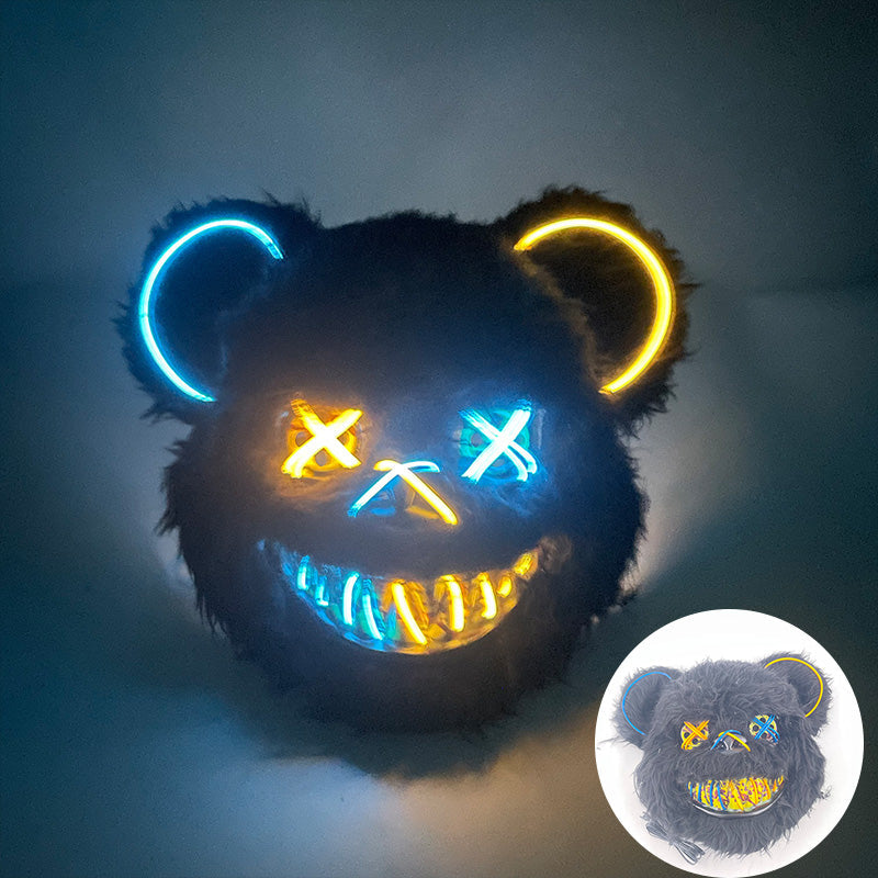 LED Verlichte Horrormask Beer Griezelig Carnavalsmasker Feestdecoratie Cosplay Halloween Props Verkleedpartij | Sulvida