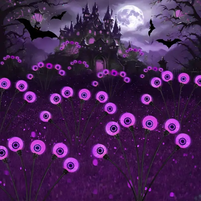 Decoratieve Tuinlampjes Oogbol 6 Koppen op Zonne-energie Padverlichting voor Tuin Terras en Halloween Feest | Sulvida