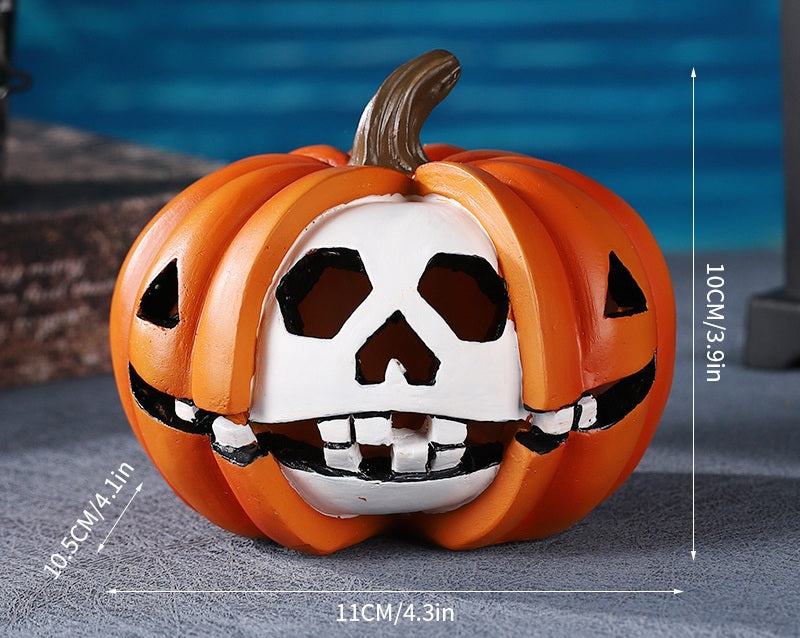 Pompoen Schedel Decoratie Hars Figuur Halloween Ornament Bureau Display Griezelig Gothic Interieur Accessoire | Sulvida