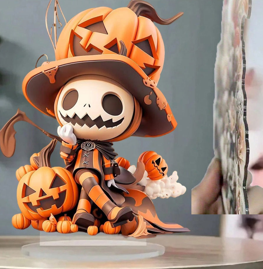 Pompoen Skelet Decoratiefiguur Acryl Plat Design Herfst Tafelornament Halloween Decoratie Thuis Café Bureau | Sulvida