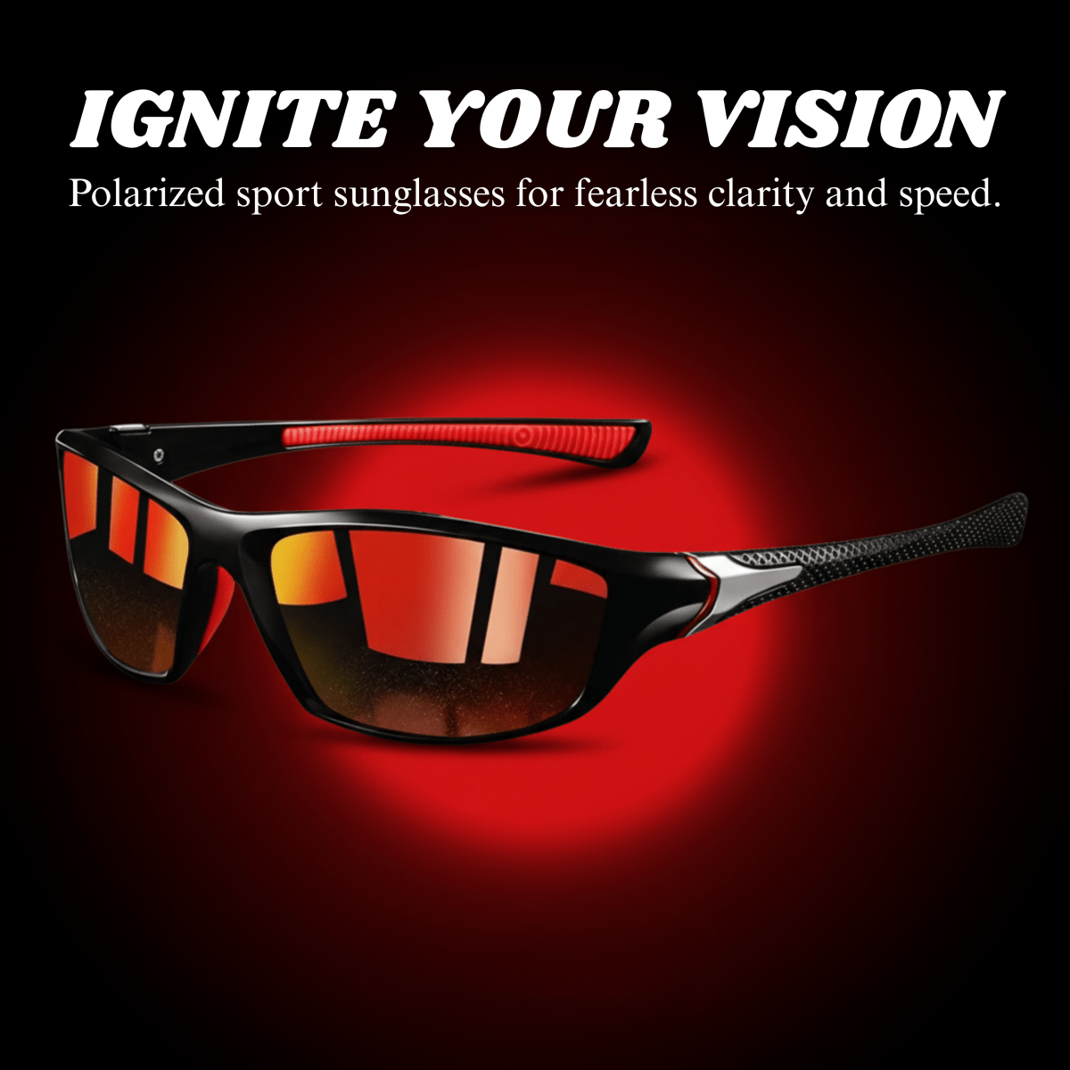 Lunettes de soleil sport polarisées avec protection UV400, noir, rouge flamme, bleu métal, verres miroir, pour l’extérieur | Sulvida