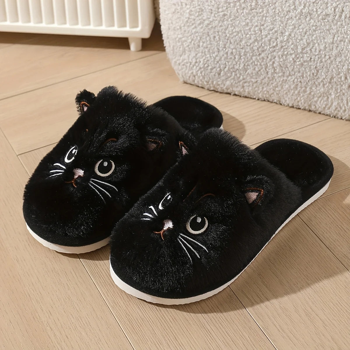 Dames Pluche Pantoffels met Kattenmotief Winter Huisschoenen Warme Instappers Antislip Binnenschoenen | Sulvida