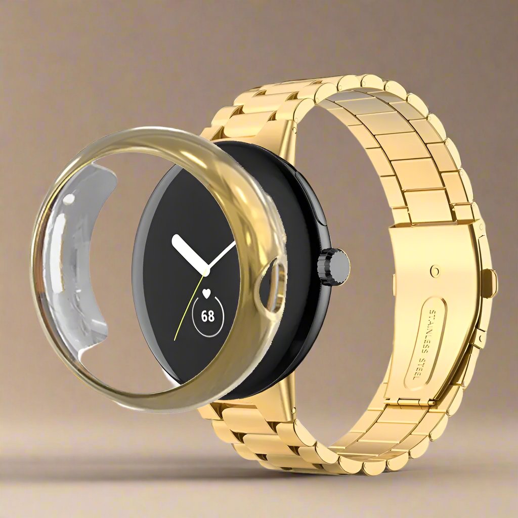 Bracelet de montre en acier inoxydable avec boîtier pour Google Pixel Watch et Pixel Watch 2 | Sulvida