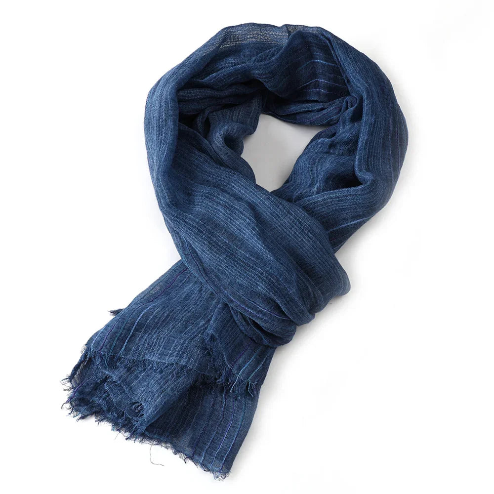 Gestreepte Heren Sjaal Katoen Linnen Halsdoek met Kwastjes Warm Wintersjaal Stijlvol Modeaccessoire Heren | Sulvida