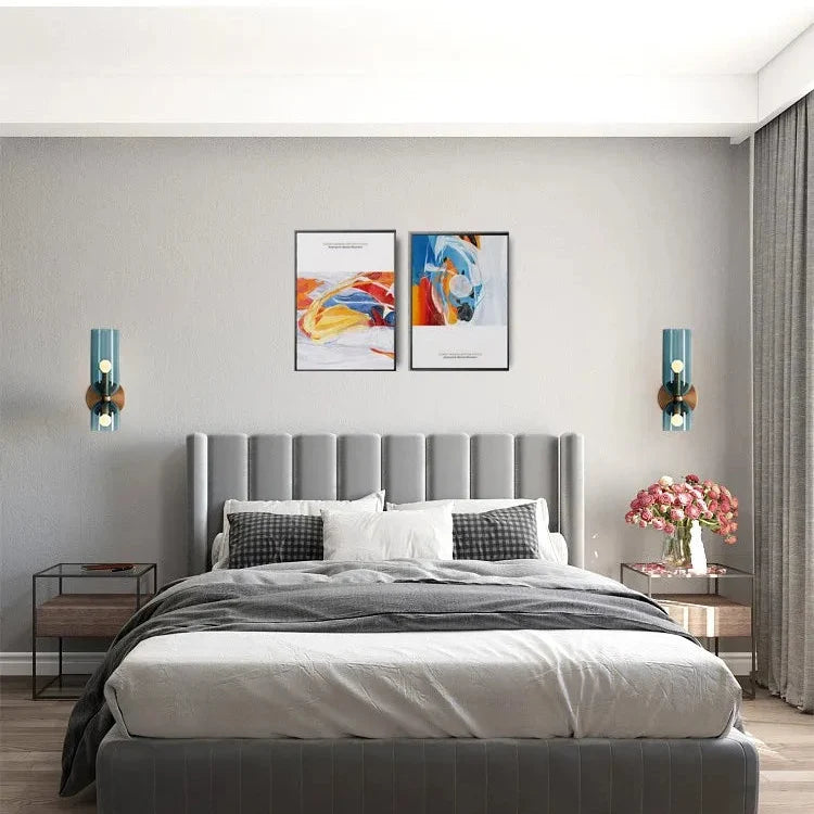 Glazen wandlamp zandloper effect dubbel licht boven onder ruimtelijk sfeervol woonkamer hal slaapkamer | Sulvida