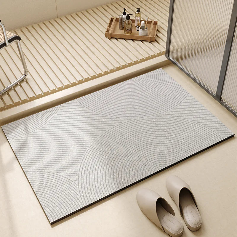 Sneldrogende Badmat Antislip PVC met Zachte Fleece Toplaag 40×60 50×80 60×90 cm Beige Grijs Douche Bad Vloer | Sulvida