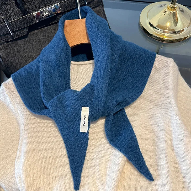 Driehoekige Wollen Sjaal Dames Winterwarm Gebreid Omslagdoek Uni Pashmina Neksjaal Herfst Winter Accessoire | Sulvida