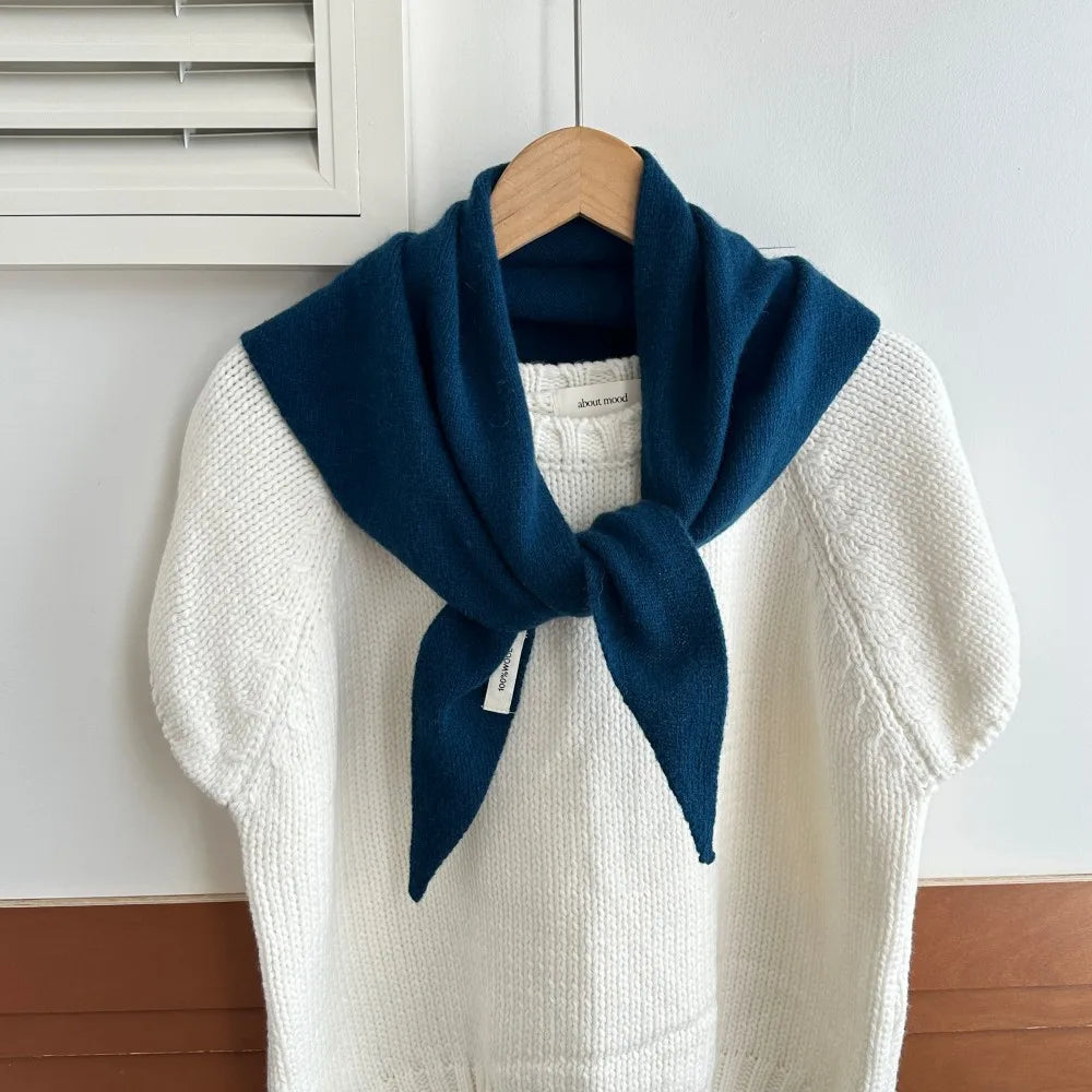 Driehoekige Wintersjaal van Wol voor Dames Gebreide Omslagdoek Effen Hoofddoek Warme Herfst Winter Accessoire | Sulvida