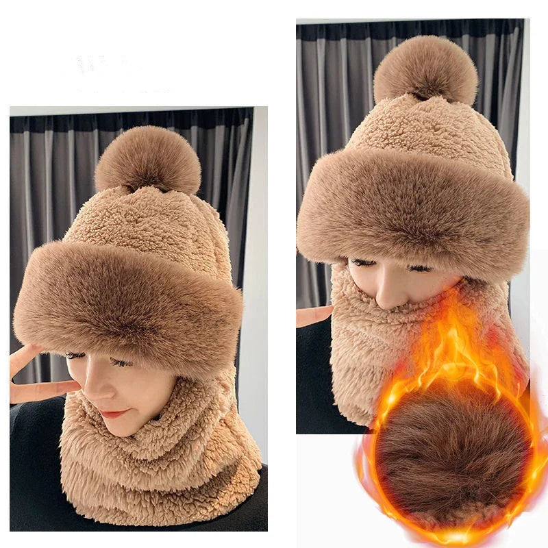 Warme Dikke Muts Sjaal Set voor Dames – Pluizig Winteraccessoire Veelzijdig Design Gebreide Muts en Sjaal | Sulvida