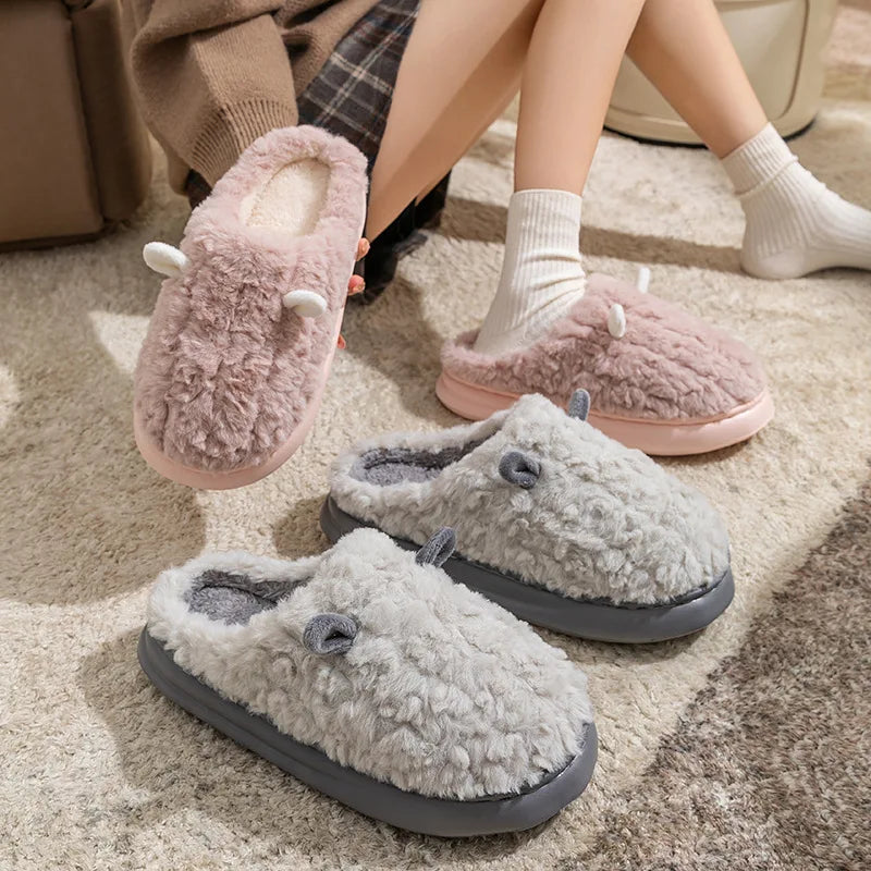 Dames winterpantoffels fleece hoge zool warm gevoerd indoor outdoor antislip huisschoenen comfortabel | Sulvida