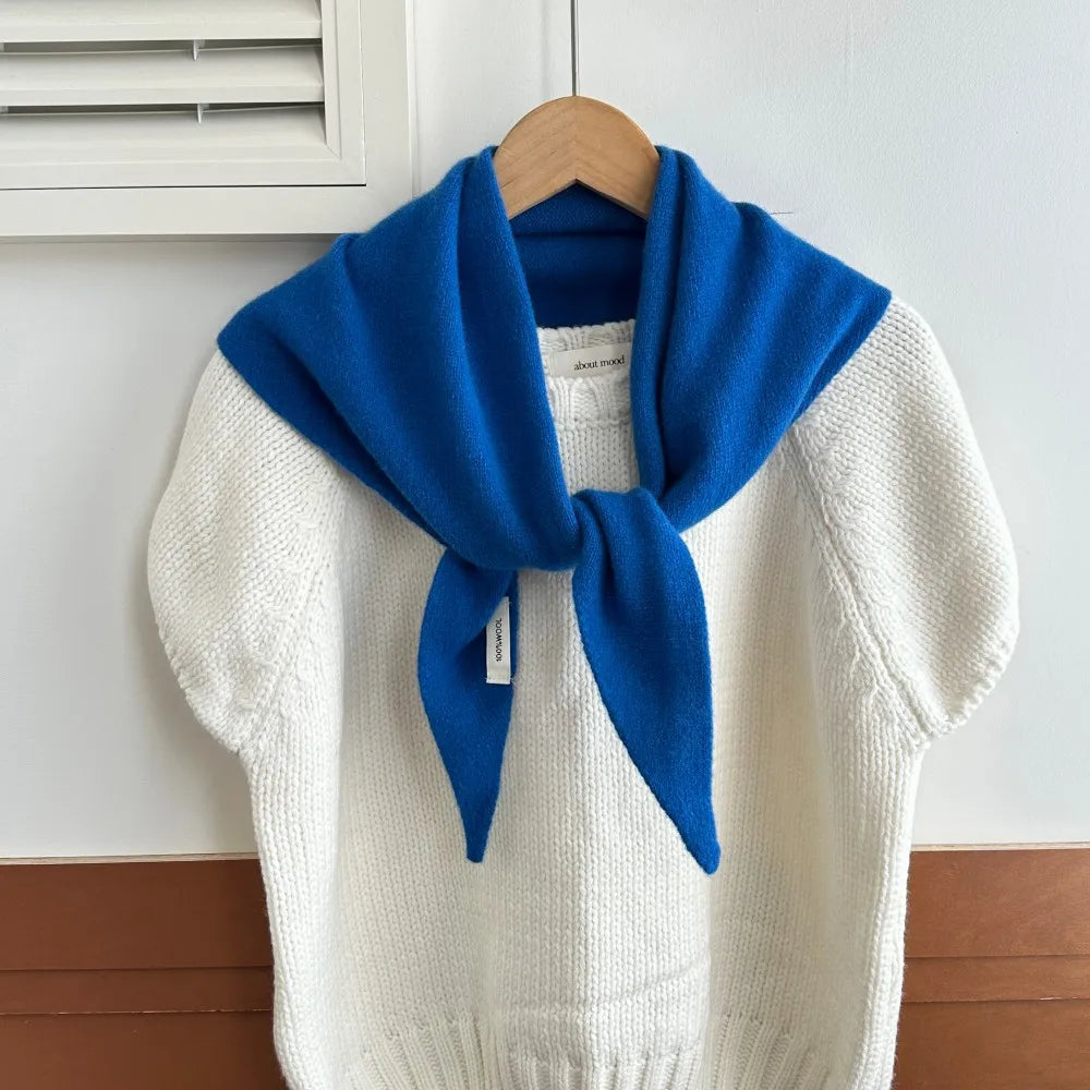 Driehoekige Wintersjaal van Wol voor Dames Gebreide Omslagdoek Effen Hoofddoek Warme Herfst Winter Accessoire | Sulvida