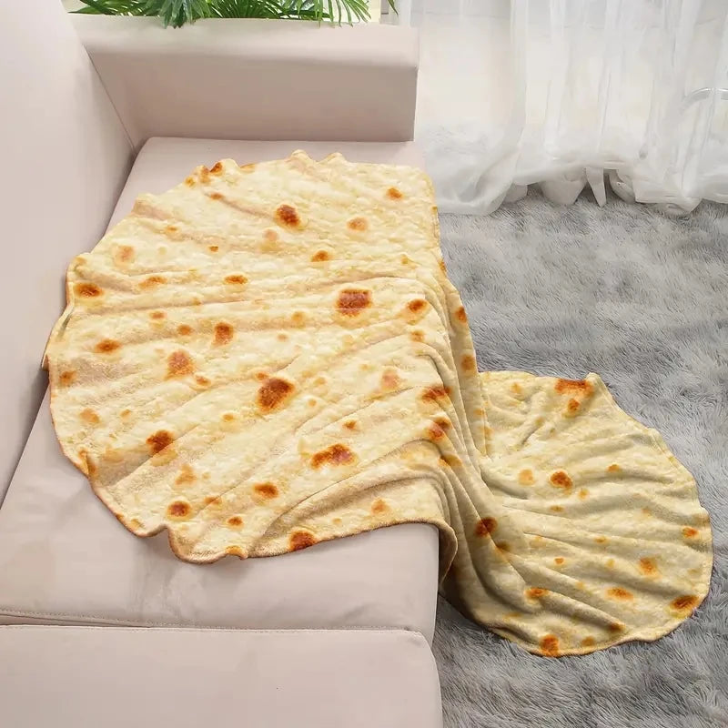 Ronde Flanellen Deken met Tortilla Print 150 cm Zacht Warm Plaid Fleece Woonkamer Bank Sofa Reisdeken | Sulvida