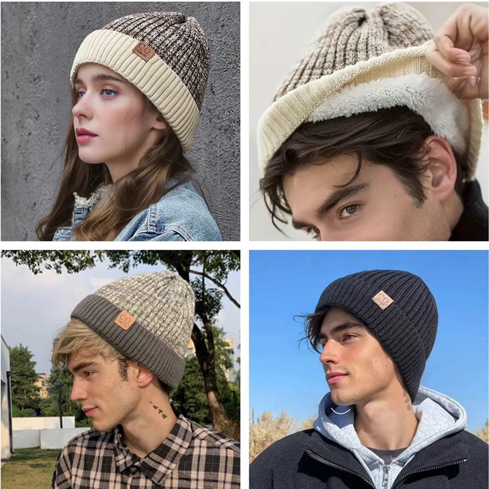 Gebreide wintermuts met zachte voering unisex grijs zwart beige navy wit voor warme oren hoofddeksels | Sulvida