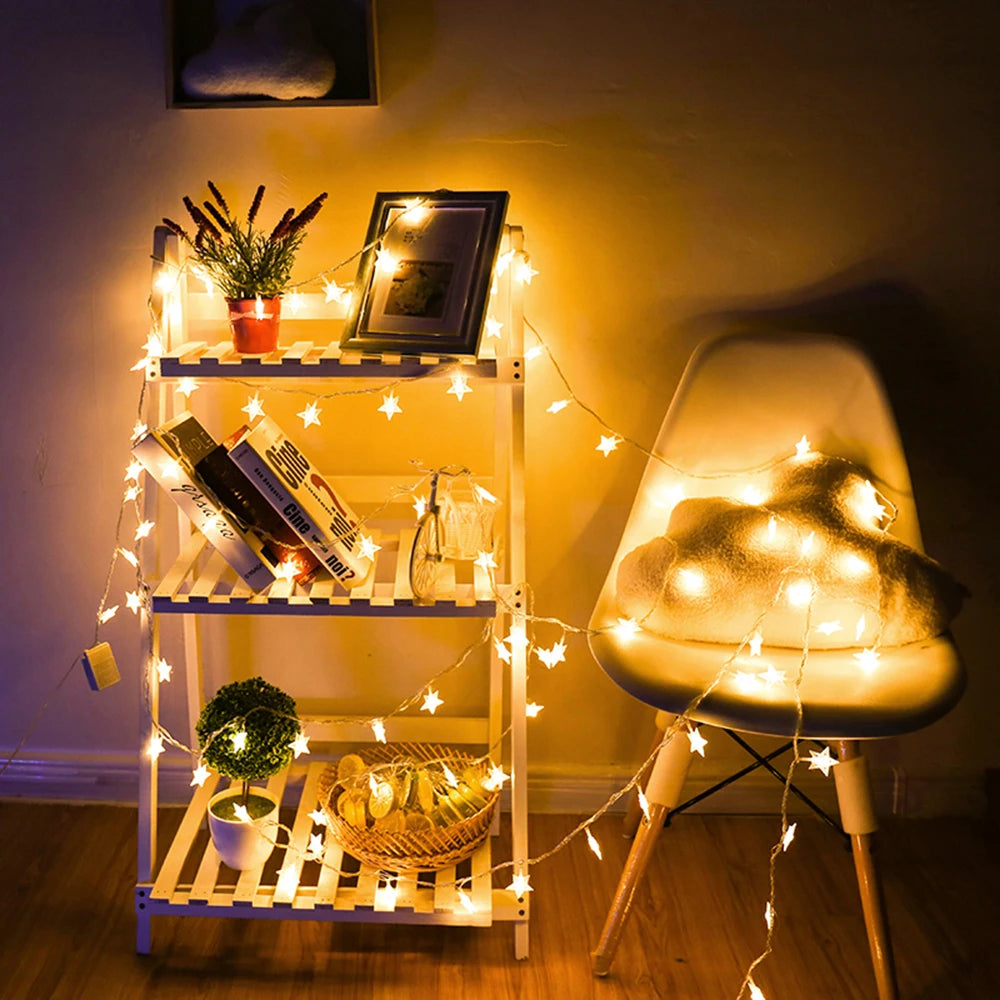 Lichtsnoer Ster LED Decoratieverlichting Binnen Buiten Feestverlichting Tuinverlichting Batterij USB | Sulvida