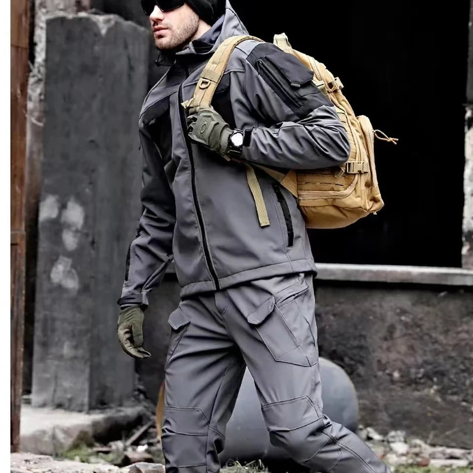Waterdichte Outdoor Herenset Jack Cargobroek Capuchon Cargo Zakken Wandeloutfit Winddicht Ademend Trekking | Sulvida