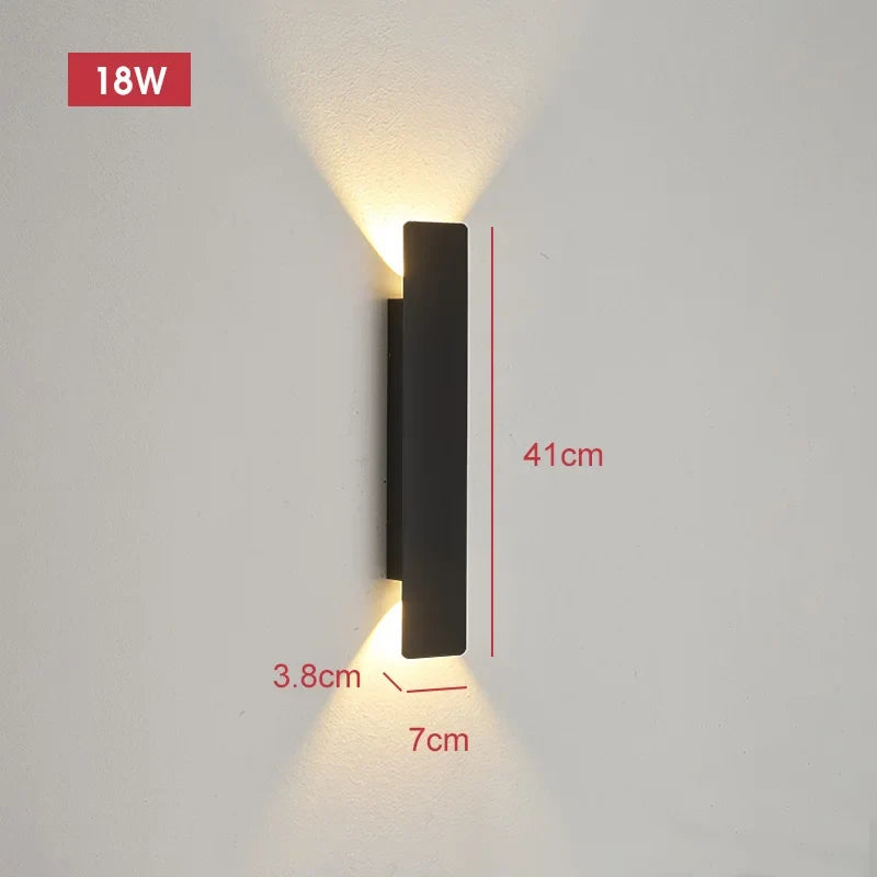 Applique extérieure LED 18W, aluminium noir, étanche IP65, éclairage extérieur moderne, installation facile au jardin | Sulvida