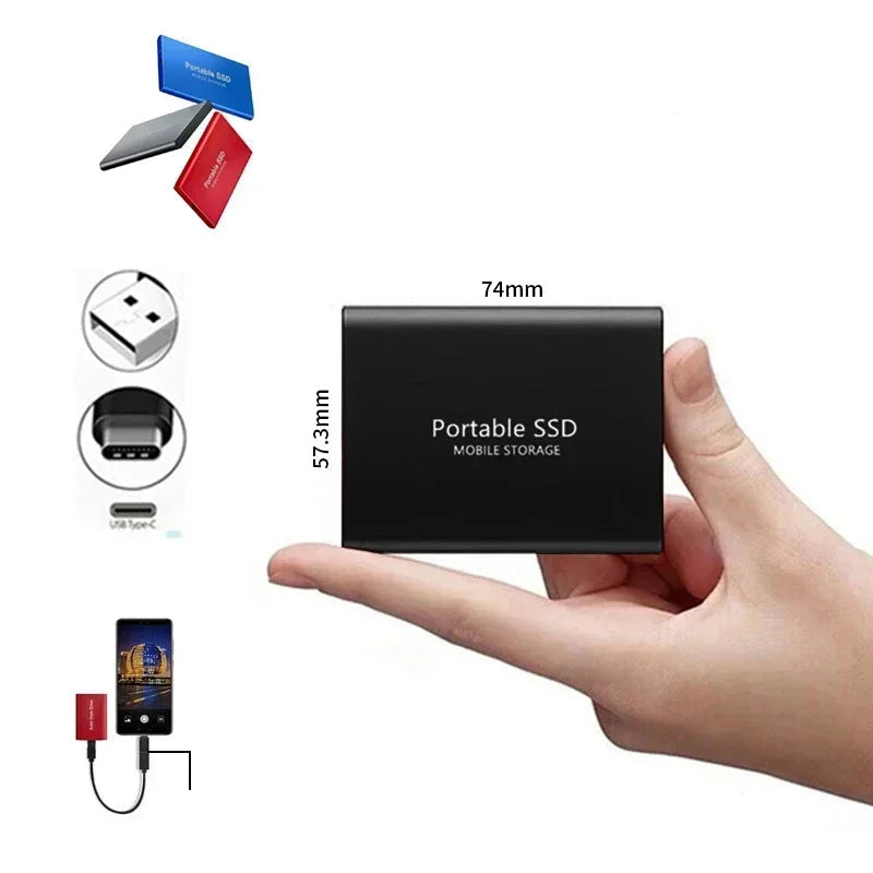 Externe SSD 500GB 1TB 2TB USB-C Solid State Drive Draagbare Gegevensopslag Compact Schokbestendig Snel | Sulvida