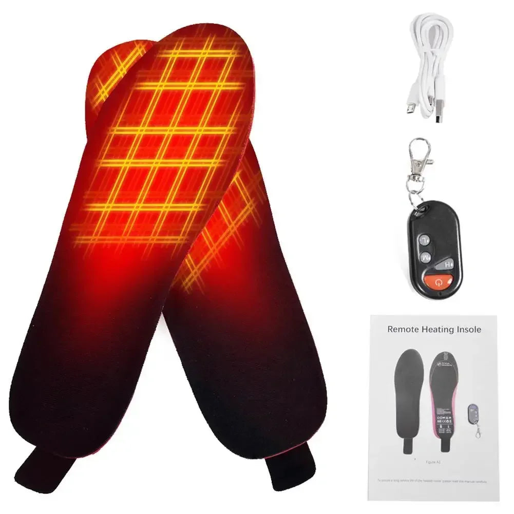 Verwarmde inlegzolen oplaadbaar met afstandsbediening 3 warmtestanden voor winter outdoor wandelen ski | Sulvida
