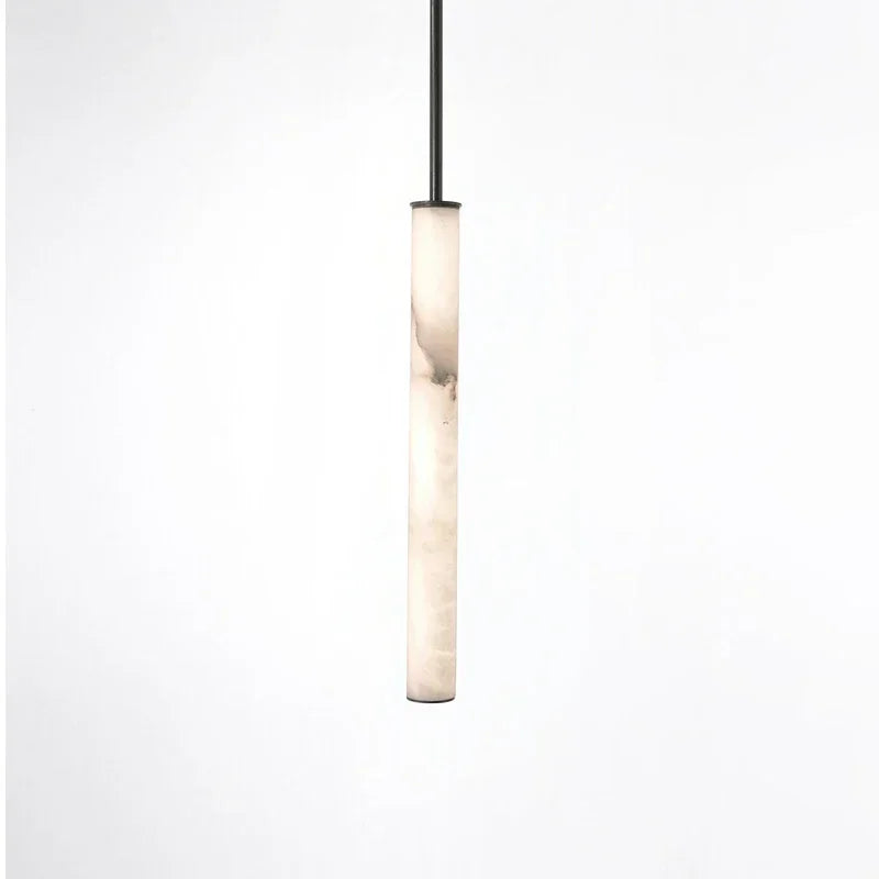 Suspension moderne en marbre et pierre naturelle avec accents cuivrés, éclairage de table à manger, lustre LED minimaliste | Sulvida