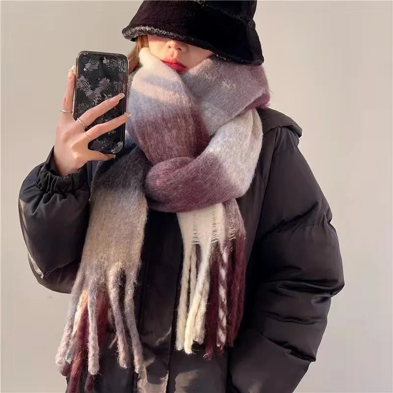 Wollen Gekleurde Sjaal Cashmere Wintersjaal Grote Zachte Schouderdoek Dames Heren 38×230 cm Warm Elegant | Sulvida