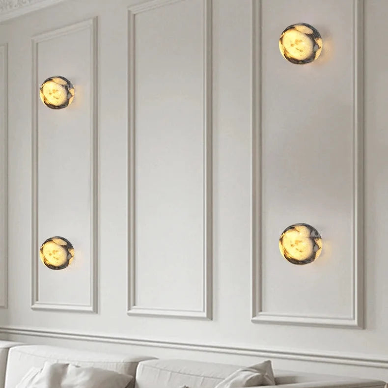 Wandlamp Marmeren Bol Natuursteen Up Down Lichteffect Hal Slaapkamer Woonkamer Eetkamer Sfeerverlichting | Sulvida