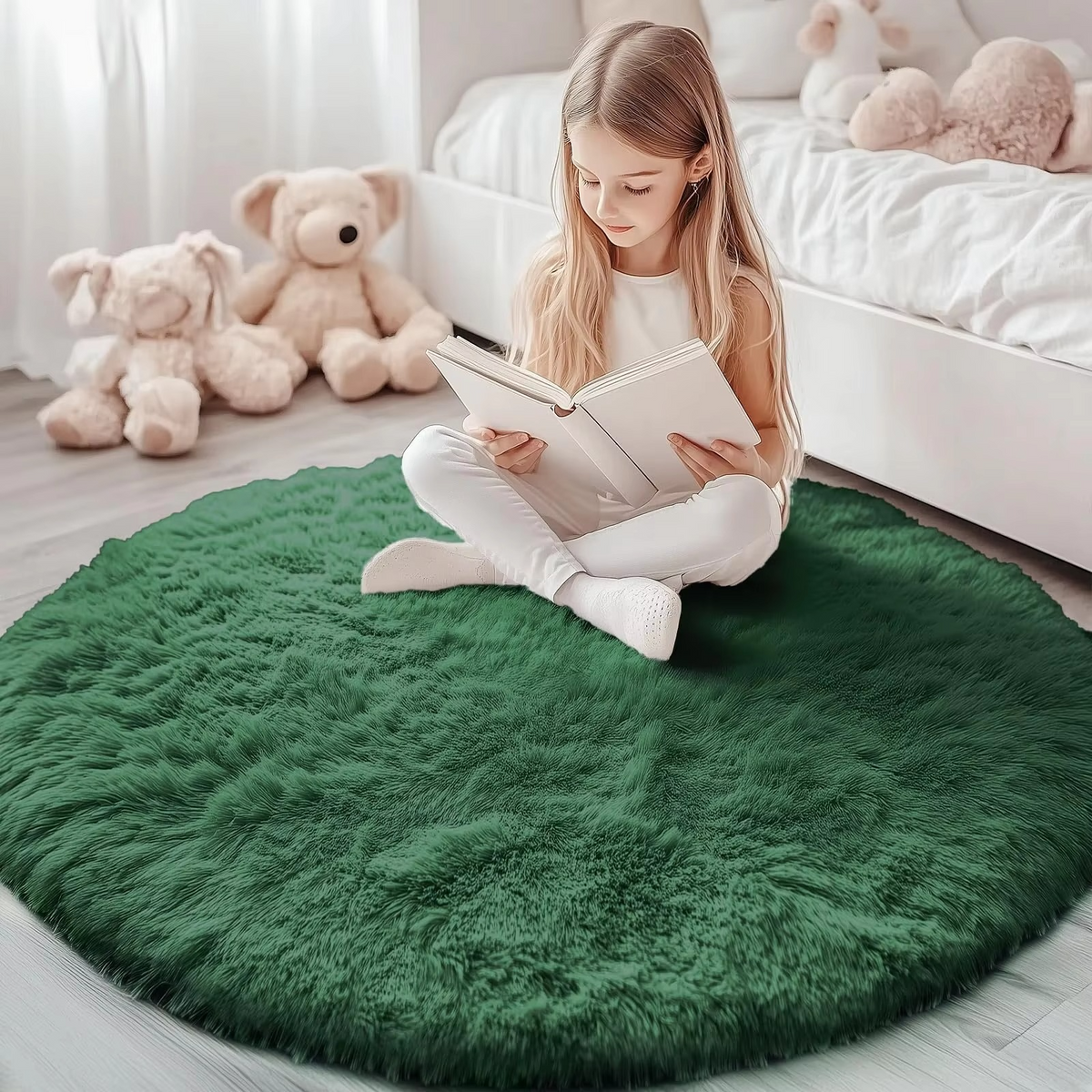 Ronde Shaggy Hoogpooltapijt Ø150cm Zacht Vloerkleed Antislip Woonkamer Slaapkamer Kinderkamer Decoratie | Sulvida