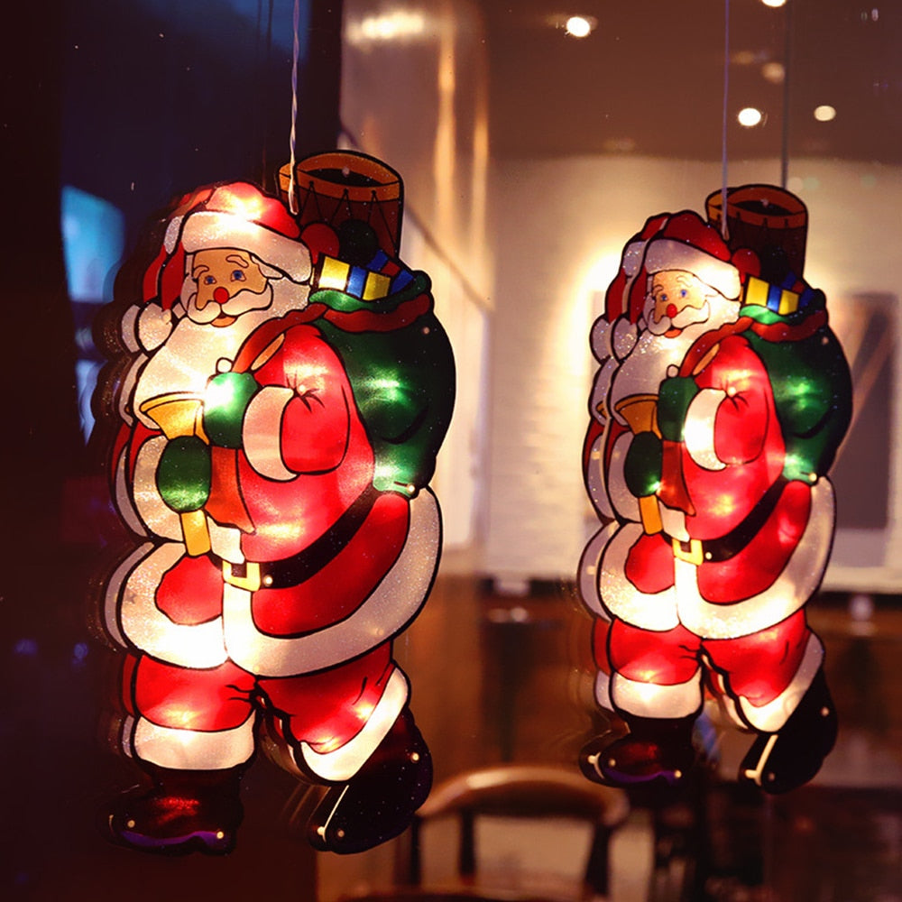 Kerstverlichting Raam LED Decoratie Kerstman Sneeuwpop Knipperend op Batterij Sfeervol Kerstraam Versiering | Sulvida