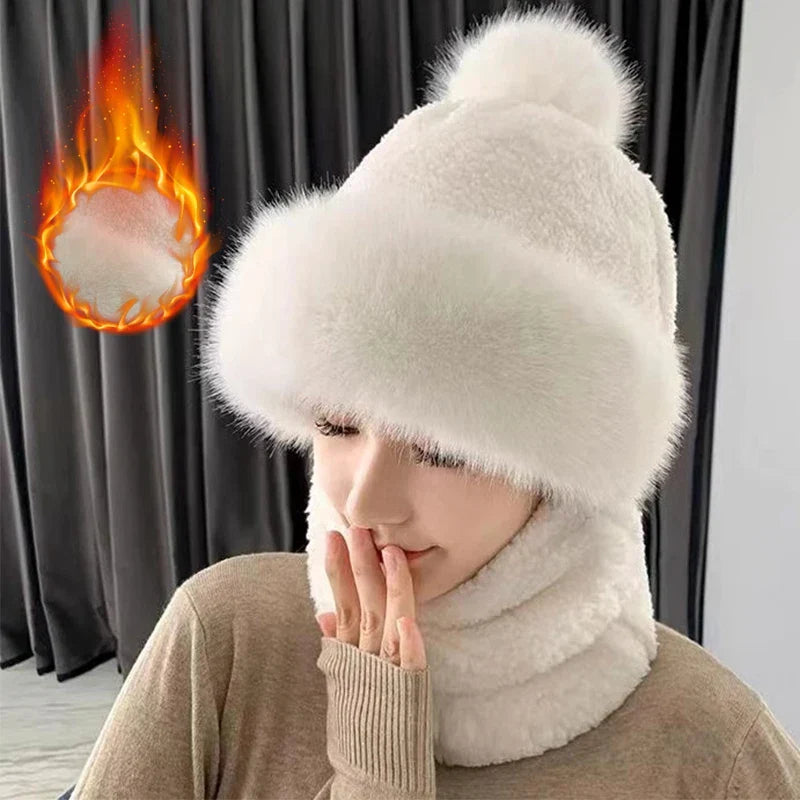 Warme Dikke Muts Sjaal Set voor Dames – Pluizig Winteraccessoire Veelzijdig Design Gebreide Muts en Sjaal | Sulvida