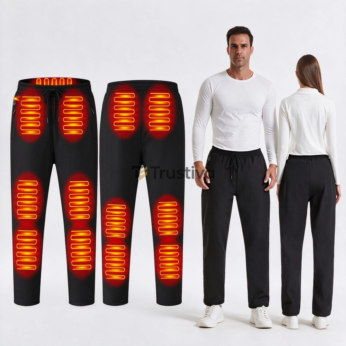 Verwarmde Winterbroek USB met 12 Verwarmingszones Dames Heren Gevoerde Thermobroek Katoen Unisex Outdoor | Sulvida