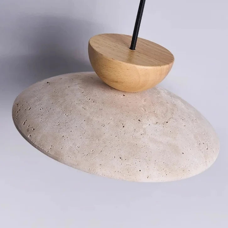 Hanglamp met Travertin Steen en Glas – Natuurlijke Texturen voor Eetkamer Woonkamer Warm Licht Design | Sulvida