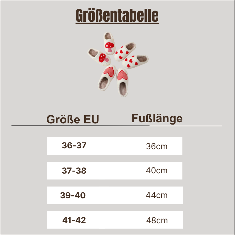Zachte Fluffy Pantoffels met Hartjes- en Paddenstoelenmotief – Comfortabele Huisslippers met Memory Foam Zool voor Dames en Heren | Sulvida