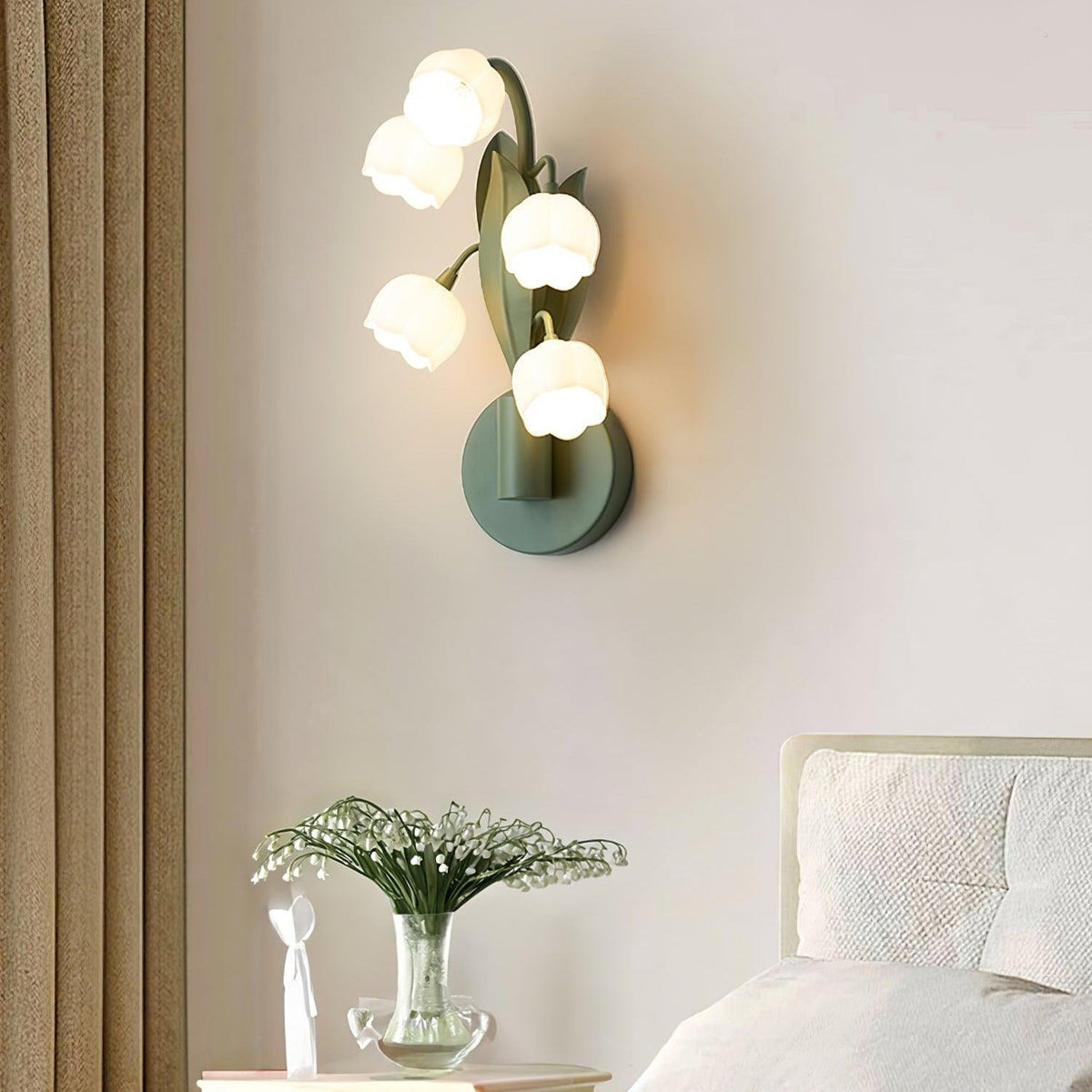 Wandlamp Orchidee Met Bladeren Groen Metaal PC Lichtbron G4 Slaapkamer Hal Badkamer Botanisch Design | Sulvida