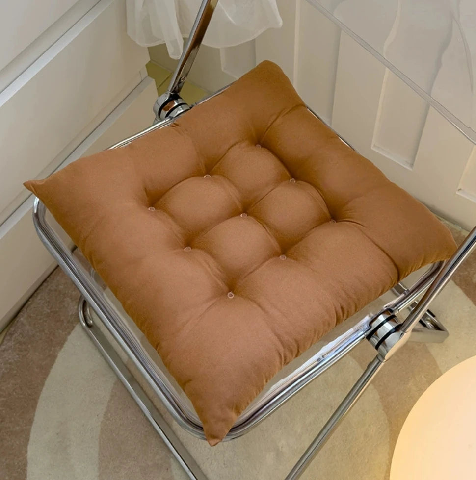 Coussin de chaise carré marron 40x40 cm en coton et lin, doux et confortable pour le bureau, la maison ou la salle à manger | Sulvida