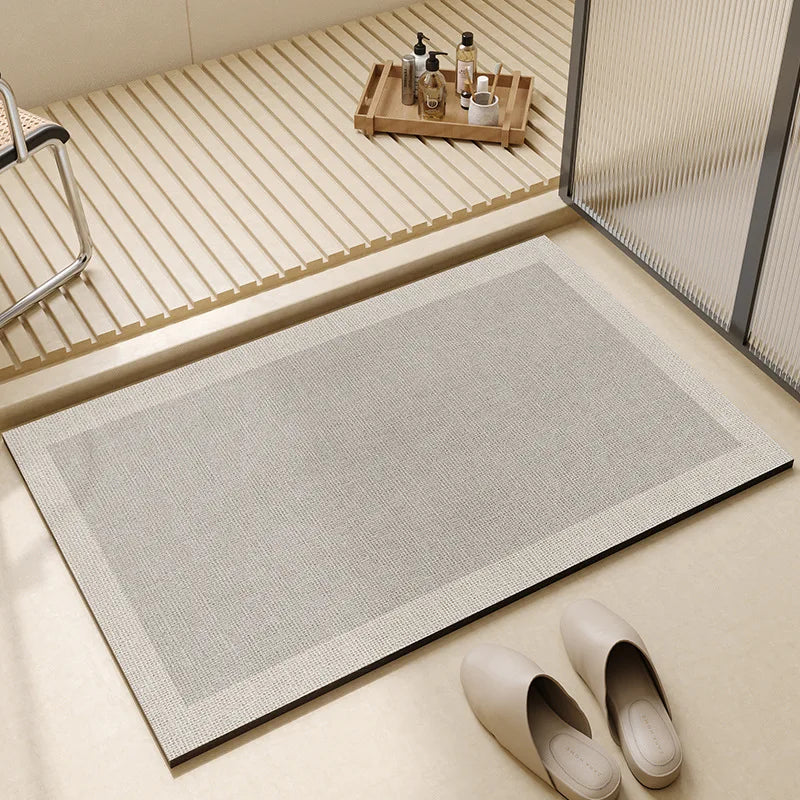 Sneldrogende Badmat Antislip PVC met Zachte Fleece Toplaag 40×60 50×80 60×90 cm Beige Grijs Douche Bad Vloer | Sulvida